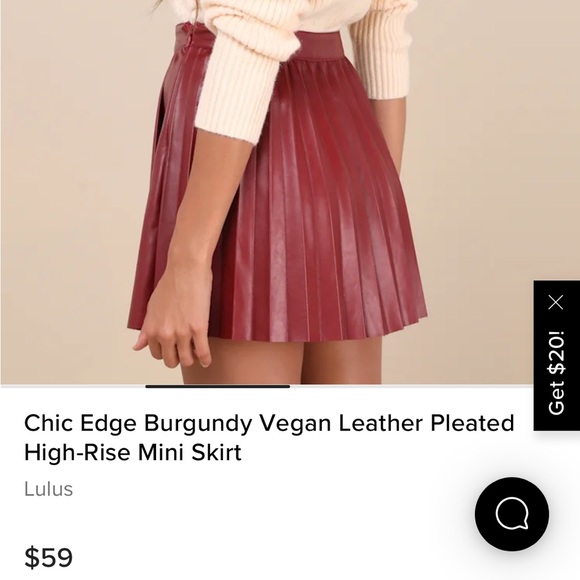 Chic Edge Burgundy Vegan Leather Pleated High-Rise Mini Skirt size M - Picture 4 of 10